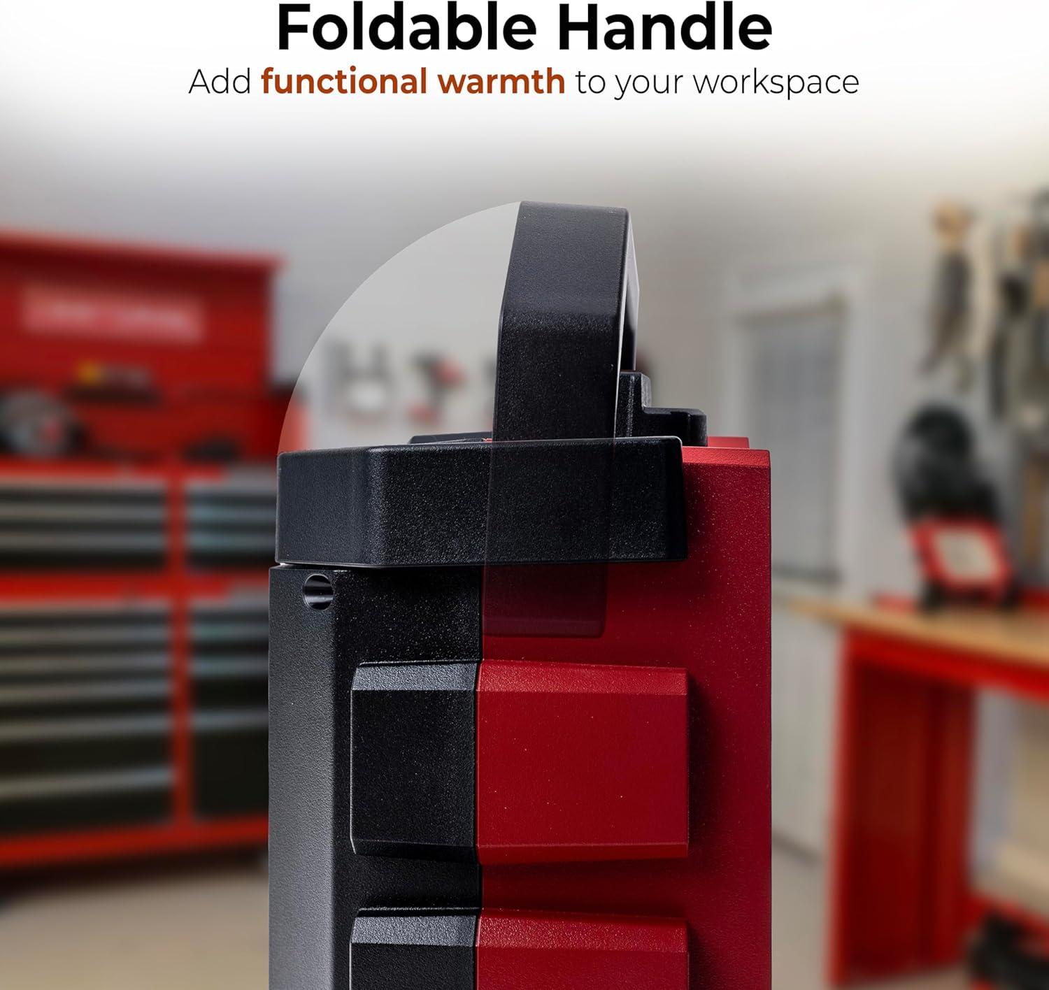 Comfort Zone Utility Space Heater with Foldable Handle for Indoor Use, Adjustable Thermostat, Fan Only Setting, Safety Tip-Over Switch & Overheat Protection