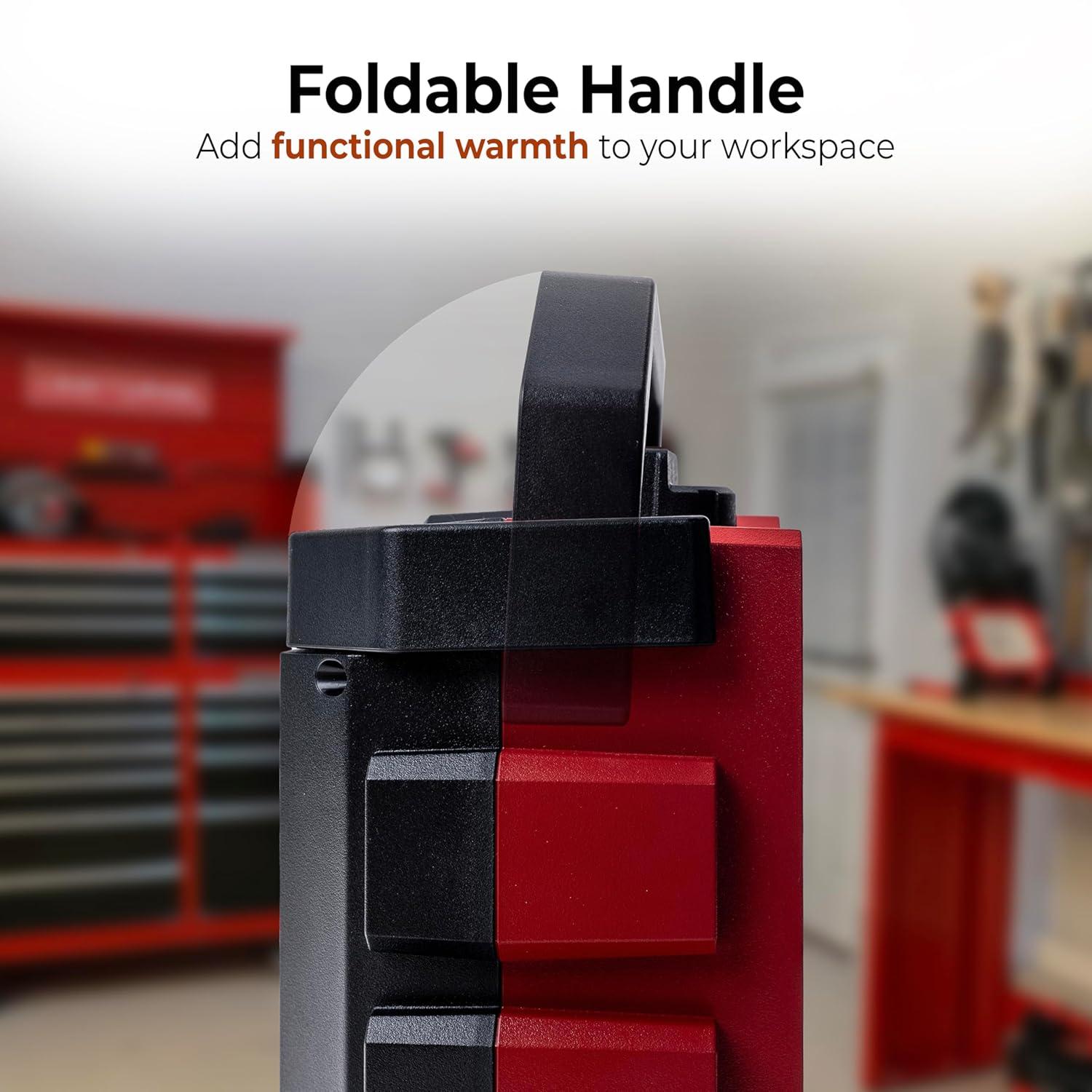 Comfort Zone Utility Space Heater with Foldable Handle for Indoor Use, Adjustable Thermostat, Fan Only Setting, Safety Tip-Over Switch & Overheat Protection