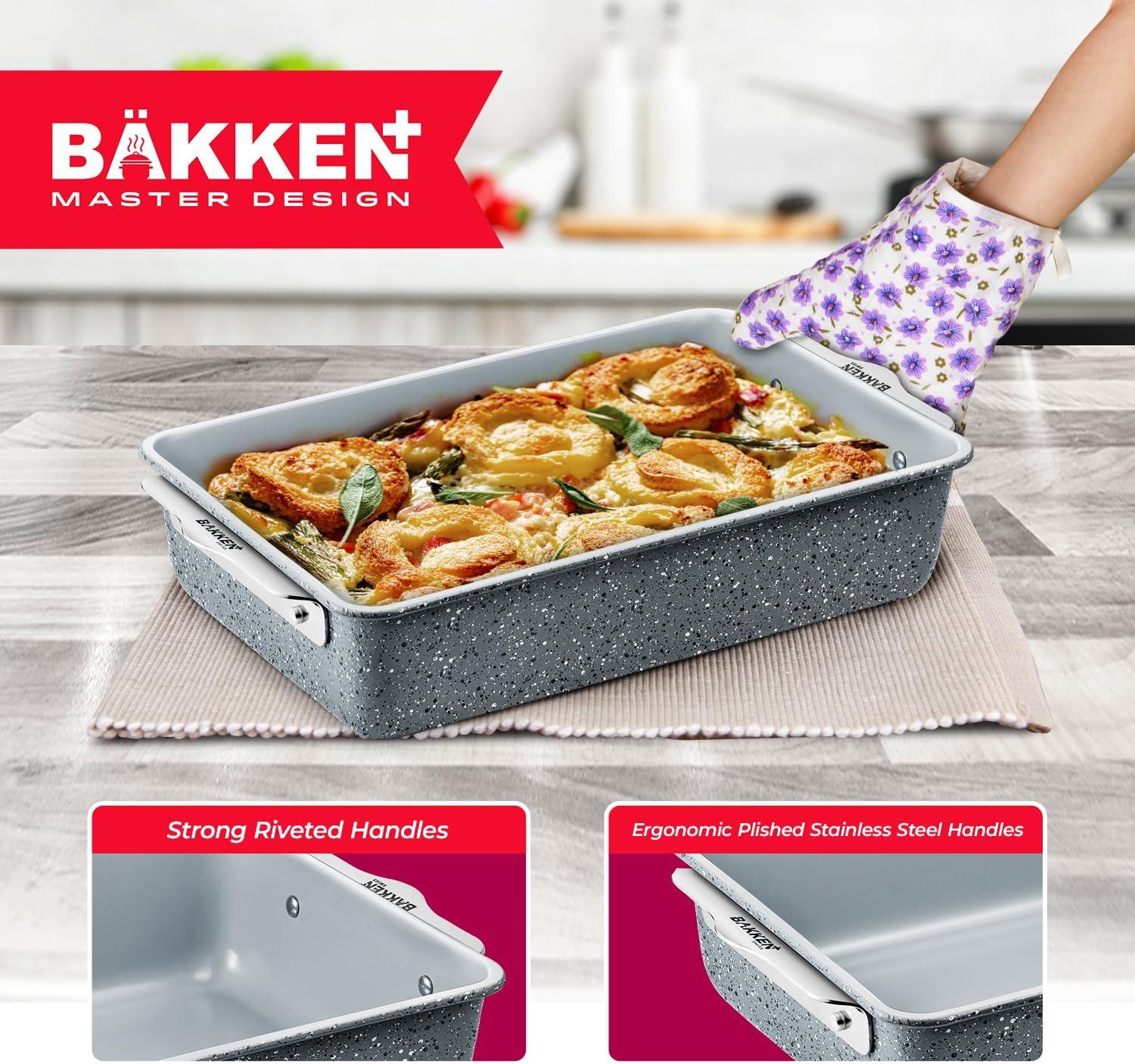 Bakken 8-Piece Gray Ceramic Non-Stick Stackable Bakeware Set