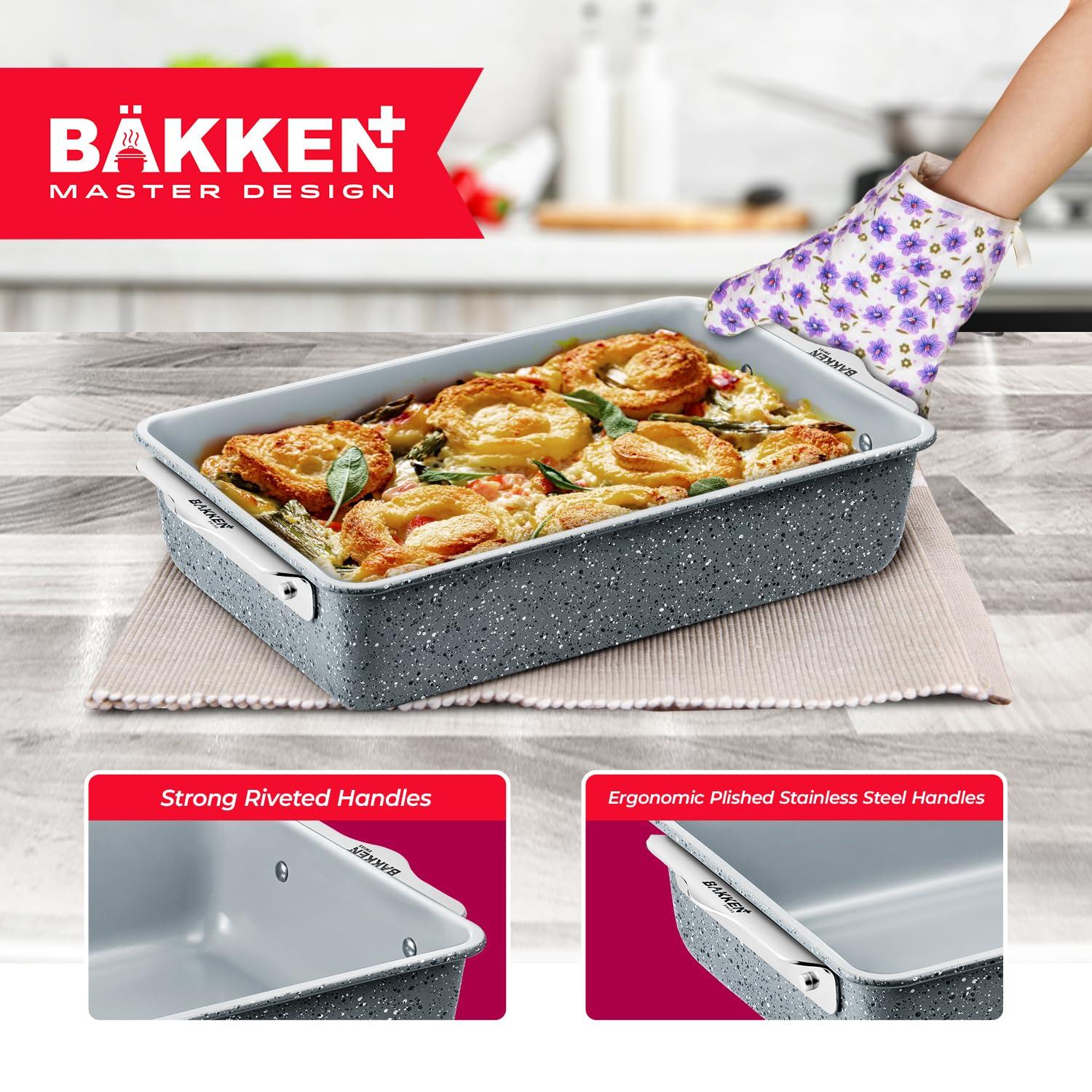 Bakken Swiss 8-Piece Stackable Bakeware Set - Ceramic Non-Stick Coating - MARBLE