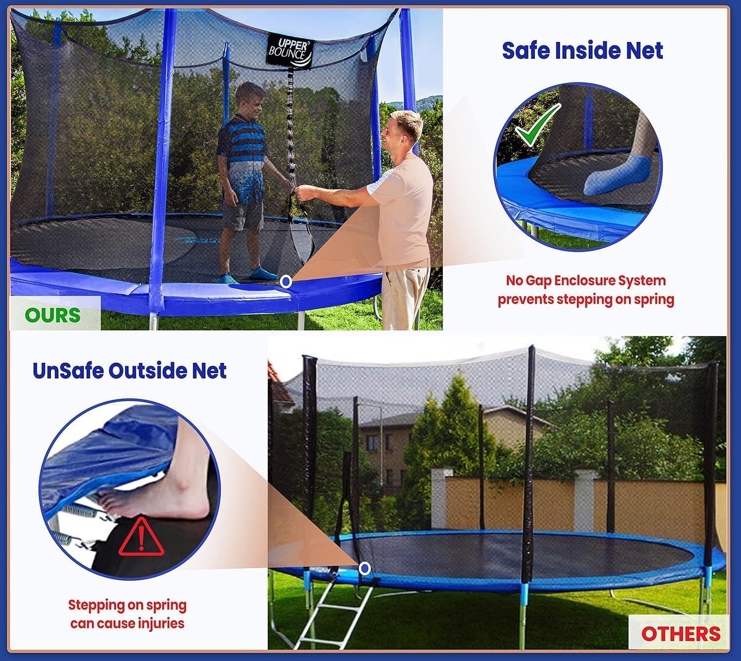 Machrus Upper Bounce 12 FT Round Trampoline Set with Safety Enclosure System – Backyard Trampoline - Outdoor Trampoline for Kids - Adults