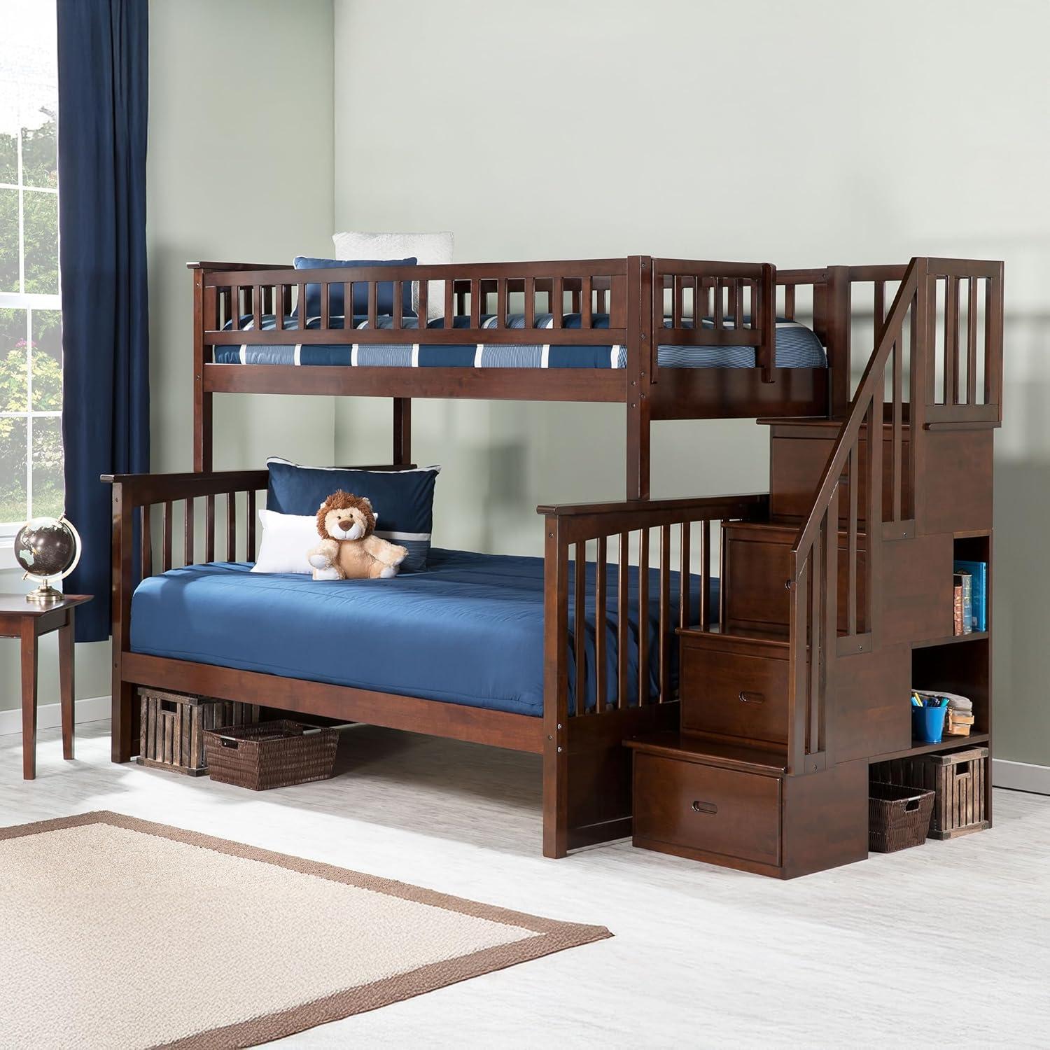 Columbia Staircase Bunk Bed Twin over Full in Walnut