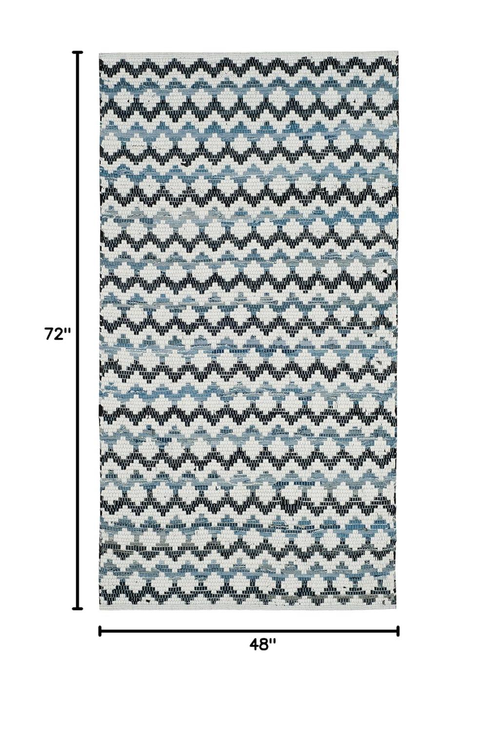Montauk MTK120 Hand Woven Indoor Accent Rug - Ivory Blue/Black - 4'x6' - Safavieh