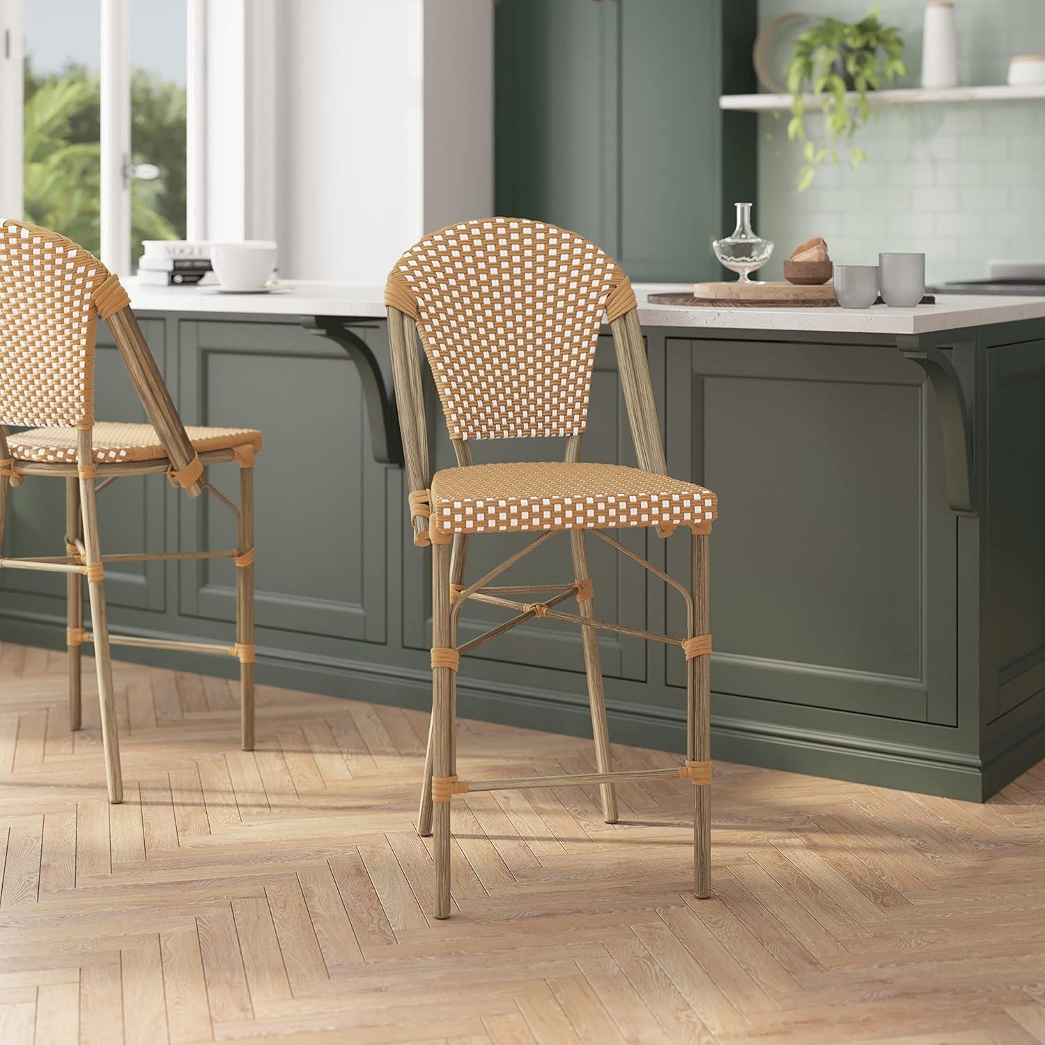 Flash Furniture Lourdes Set of 2 Commercial Grade Stackable Indoor/Outdoor Bistro 26" High Counter Height Stools