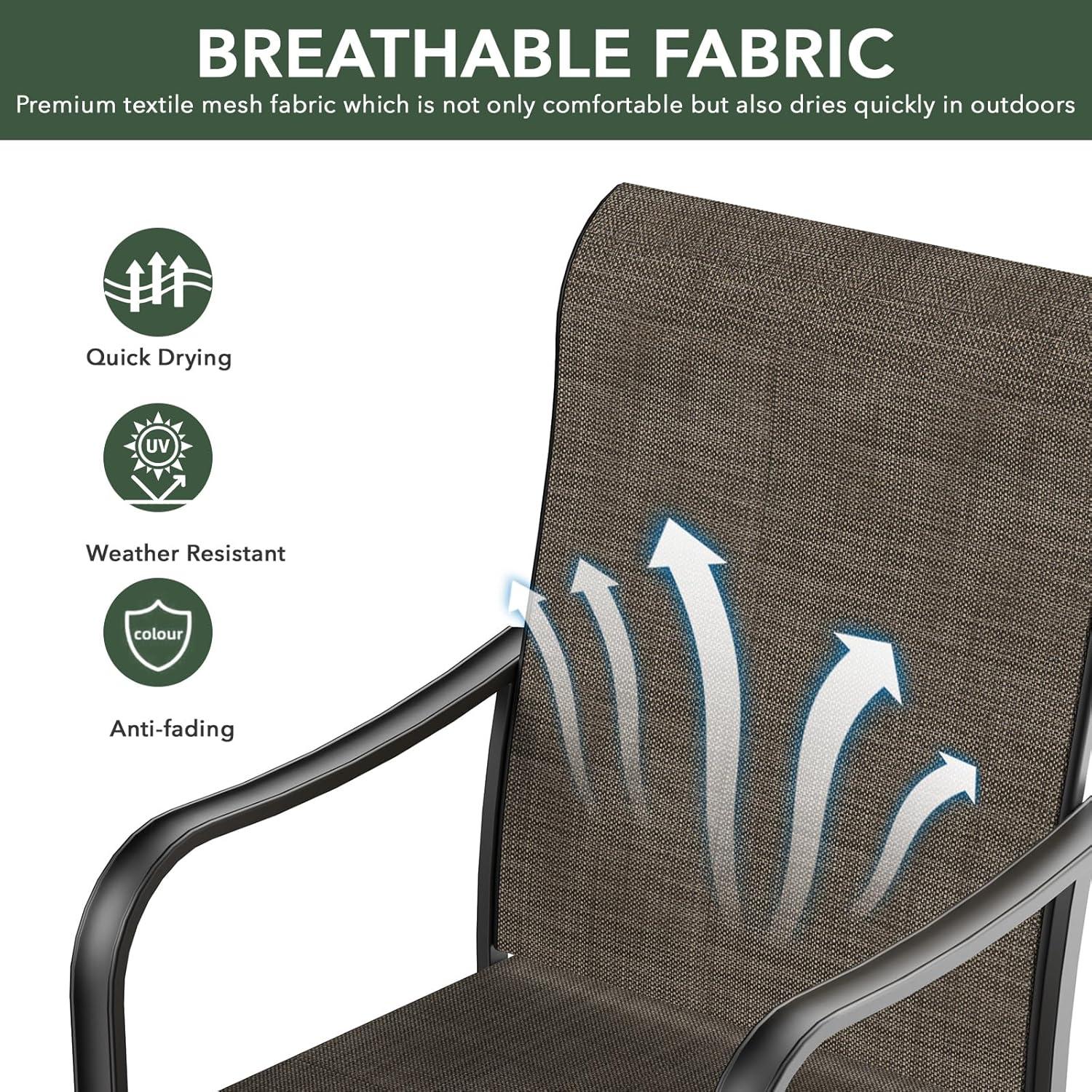 Patio Swivel Chairs Set of 2, Outdoor Dining Chairs with All-Weather Textilene Mesh and Metal, High Back, Patio Swivel Chairs for Patio, Deck, Garden, and Backyard（Gray）