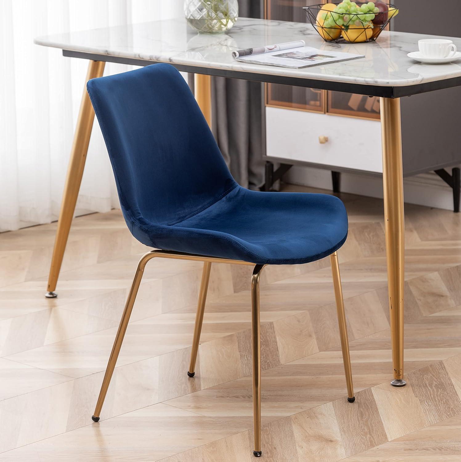 Roundhill Furniture Aufurr Modern Velvet Dining Chairs - Set of 2 - Blue