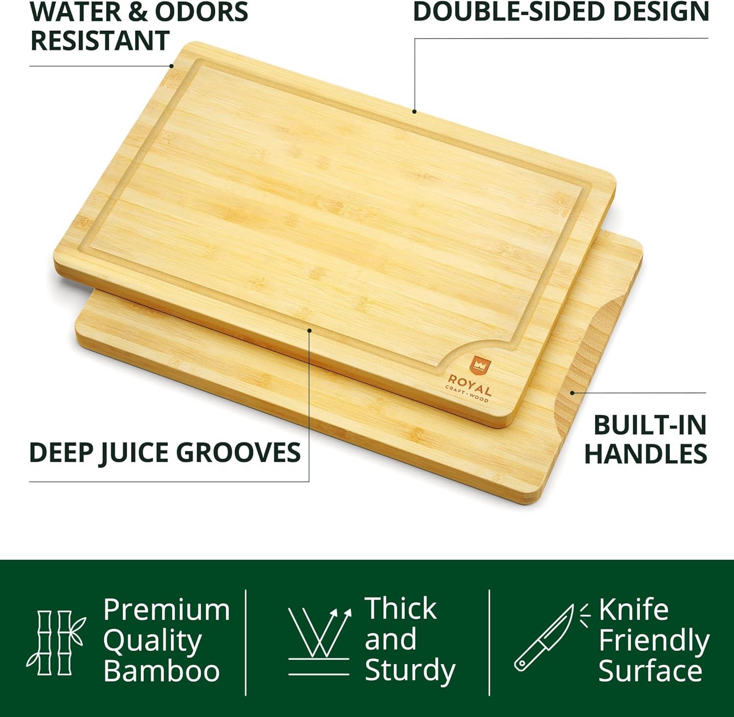 Royal Craft Wood Bamboo Cutting Board Set of 4