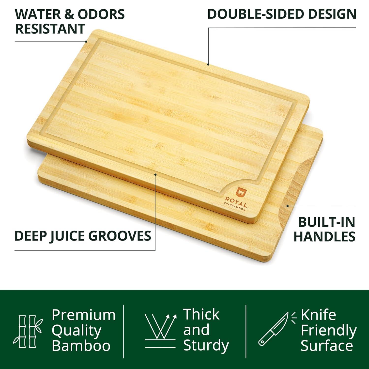 Royal Craft Wood Bamboo Cutting Board Set of 4