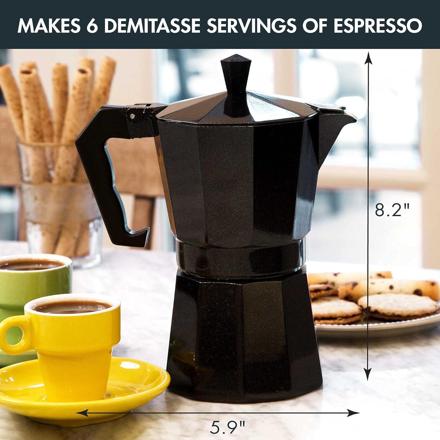 Primula PEBK-3306 6-Cup Aluminum Espresso Coffee Maker, Black