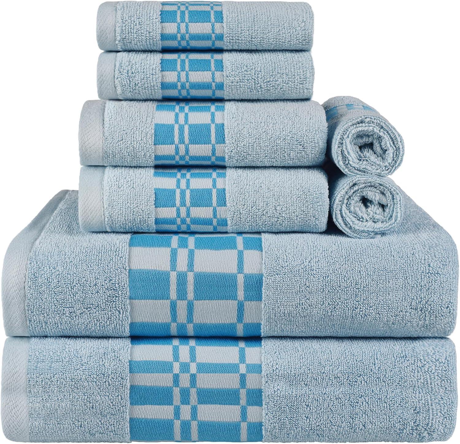 Superior Larissa 8-Piece Cotton Embroidered Towel Set, Light Blue