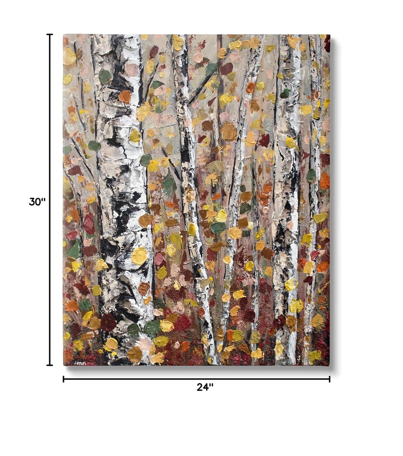 Stupell Industries " Autumn Birch Trees Abstract Leaves " by Jen Seeley Painting Print
