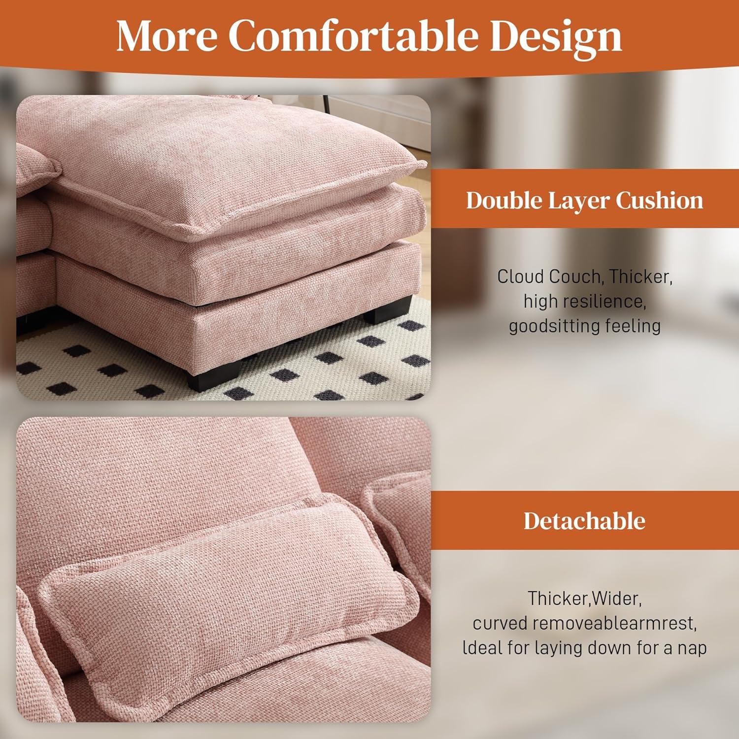 Latitude Run® Millan U Shape Sectional Sofa Cloud Couch, 110" Modern Chenille Comfy Modular Sofa