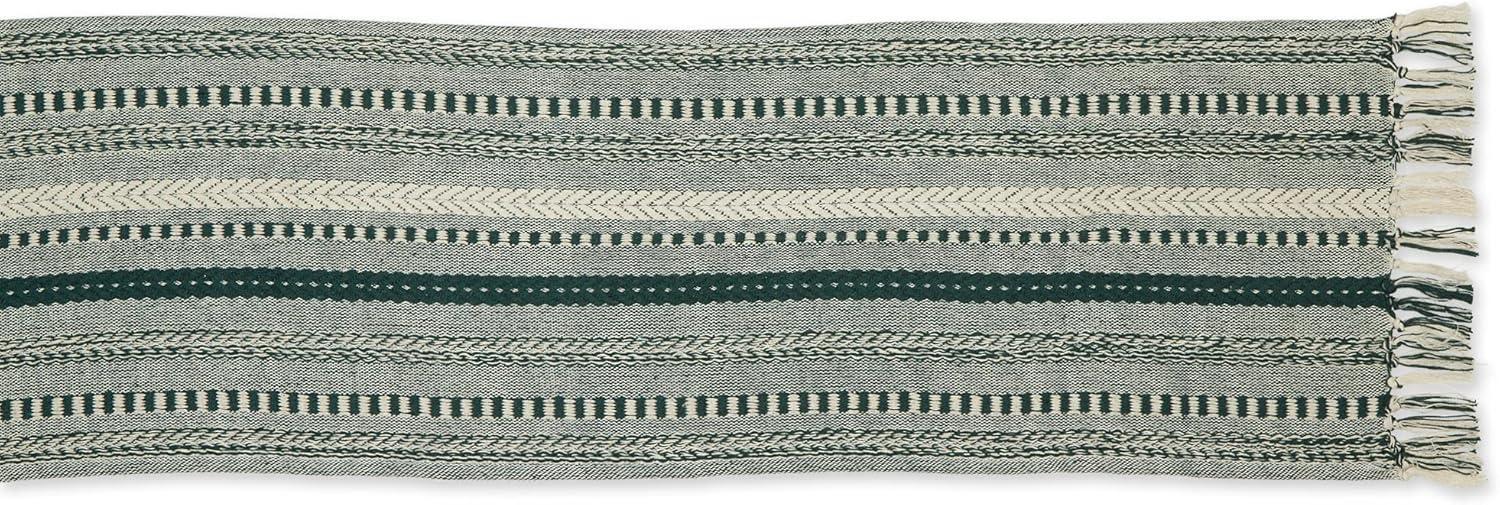 Dark Green Braided Stripe Table Runner 15x72