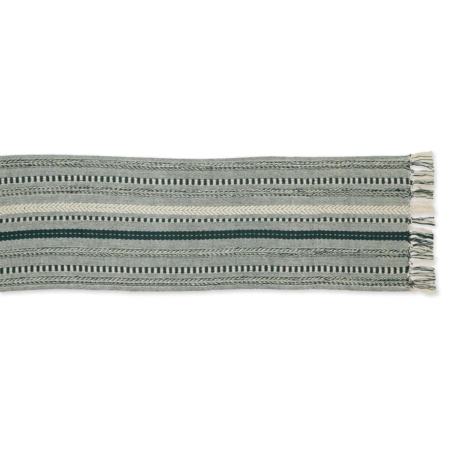 Dark Green Braided Stripe Table Runner 15x72