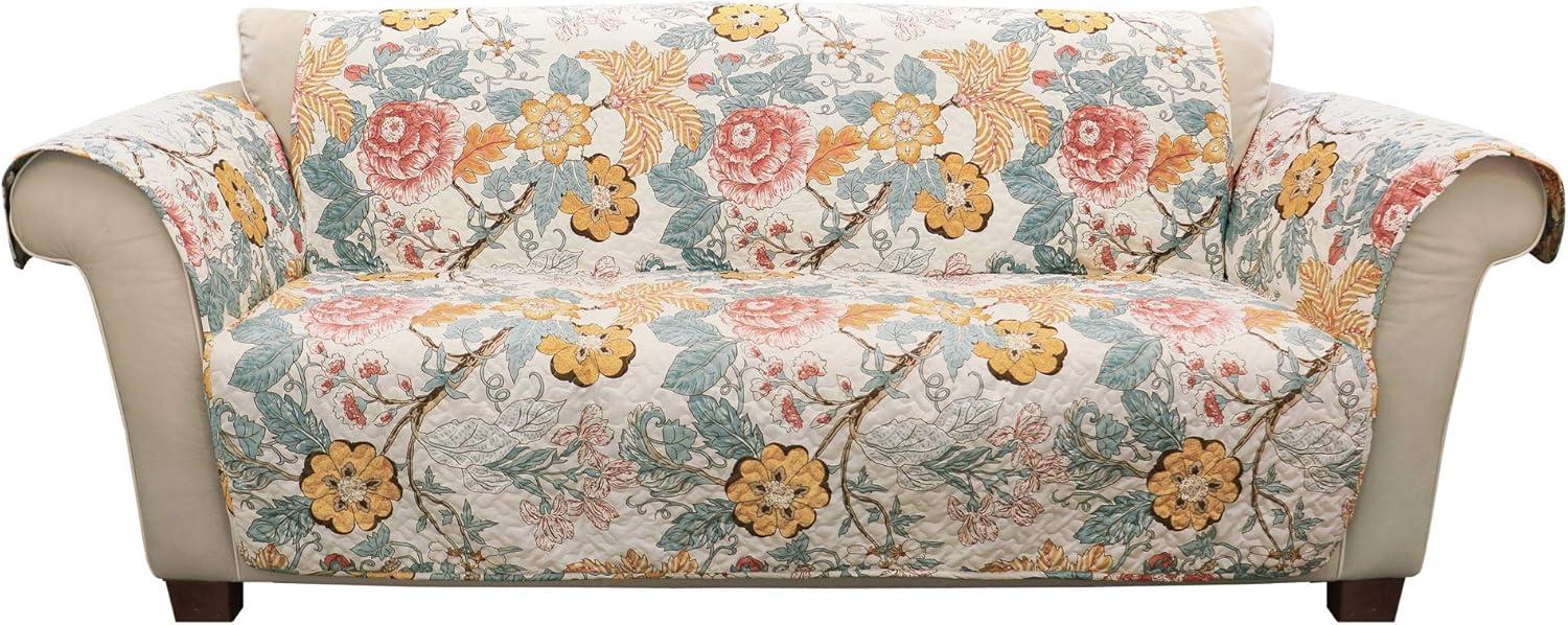 Sydney Floral Blue and Yellow Water-Resistant Loveseat Slipcover