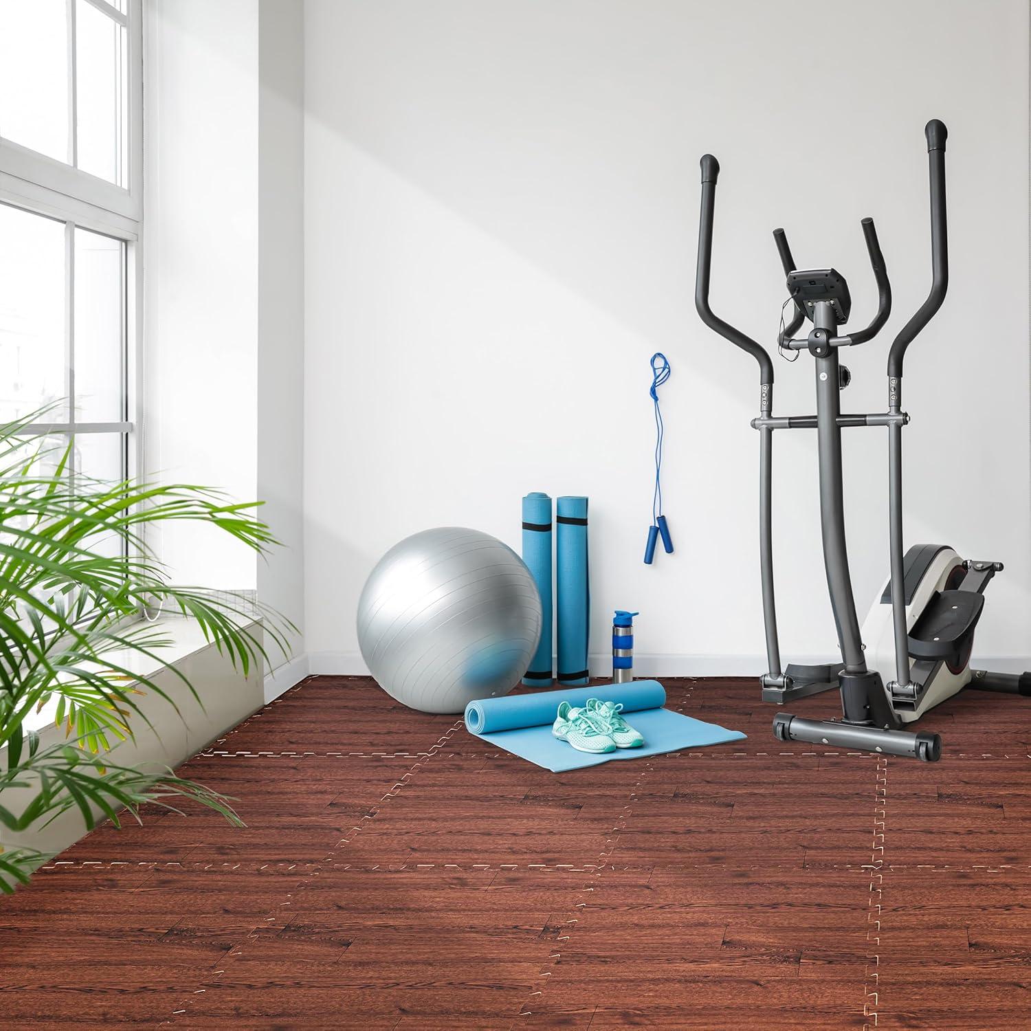 Sorbus 24" x 24" Brown Foam Interlocking Floor Mats, 12 Piece