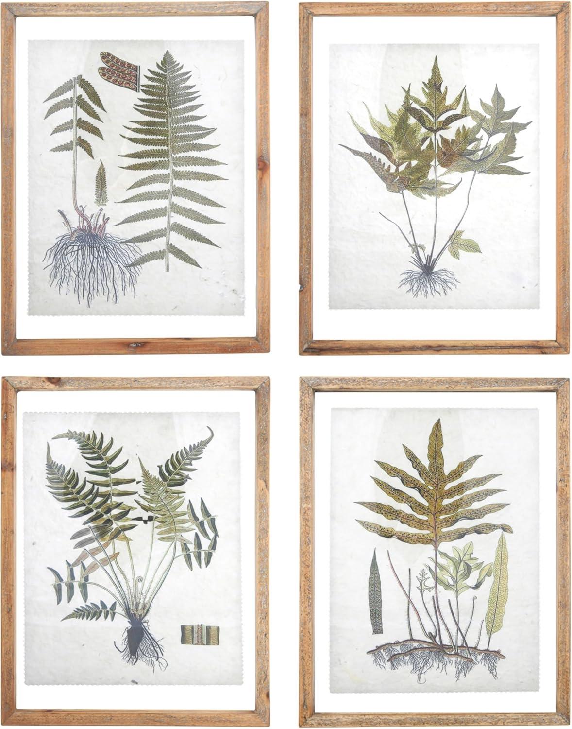 11.7" x 15.7" (Set of 4) Styles Botanical Print on Textured Material with Wood Frame Wall Art - Storied Home: Modern Hardwood Canvas