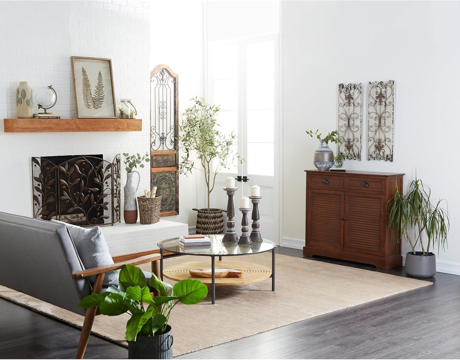 Brown Polished Wood Freestanding Storage Cabinet