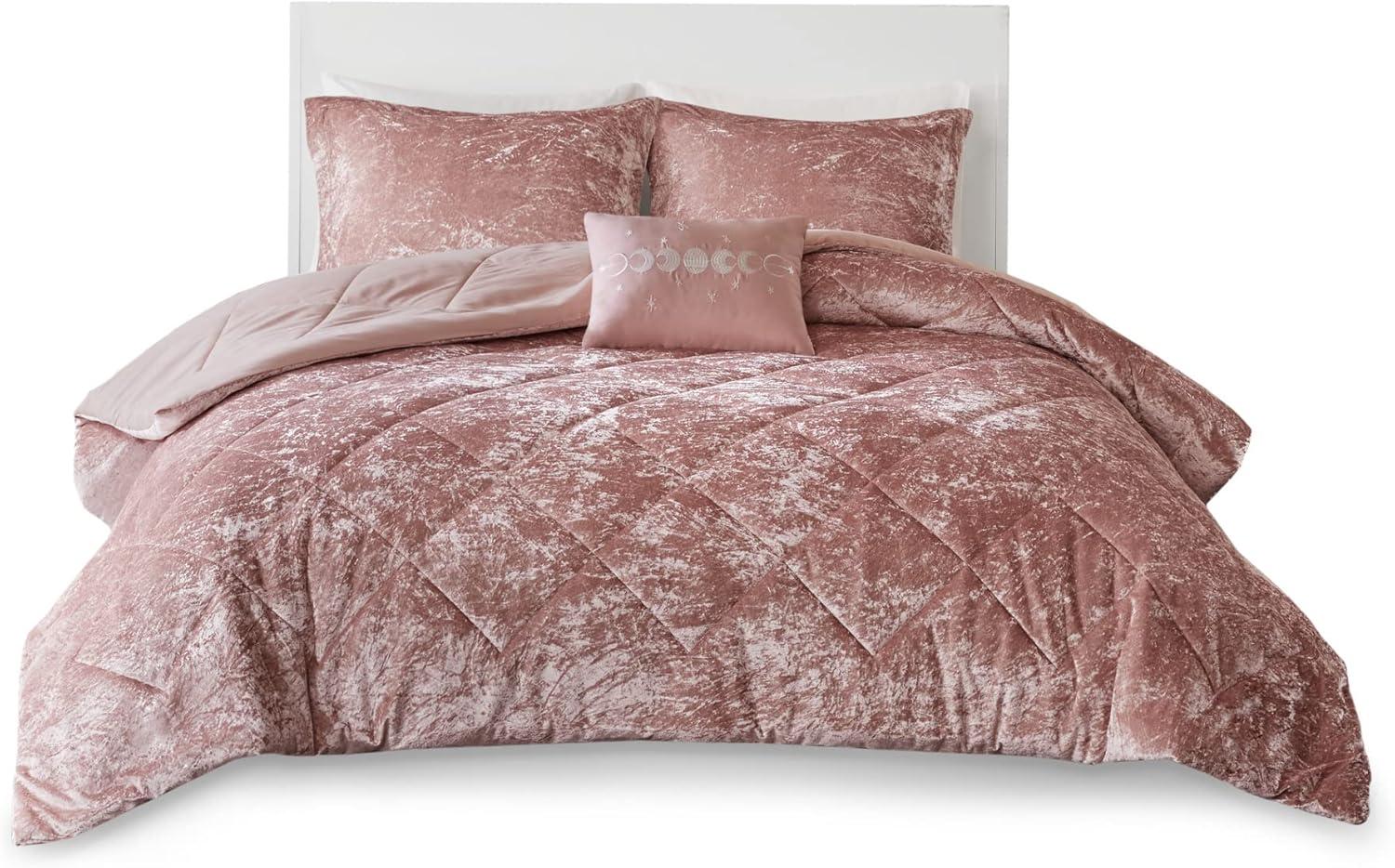 Felicia Crushed Velvet Comforter Set with Throw Pillow