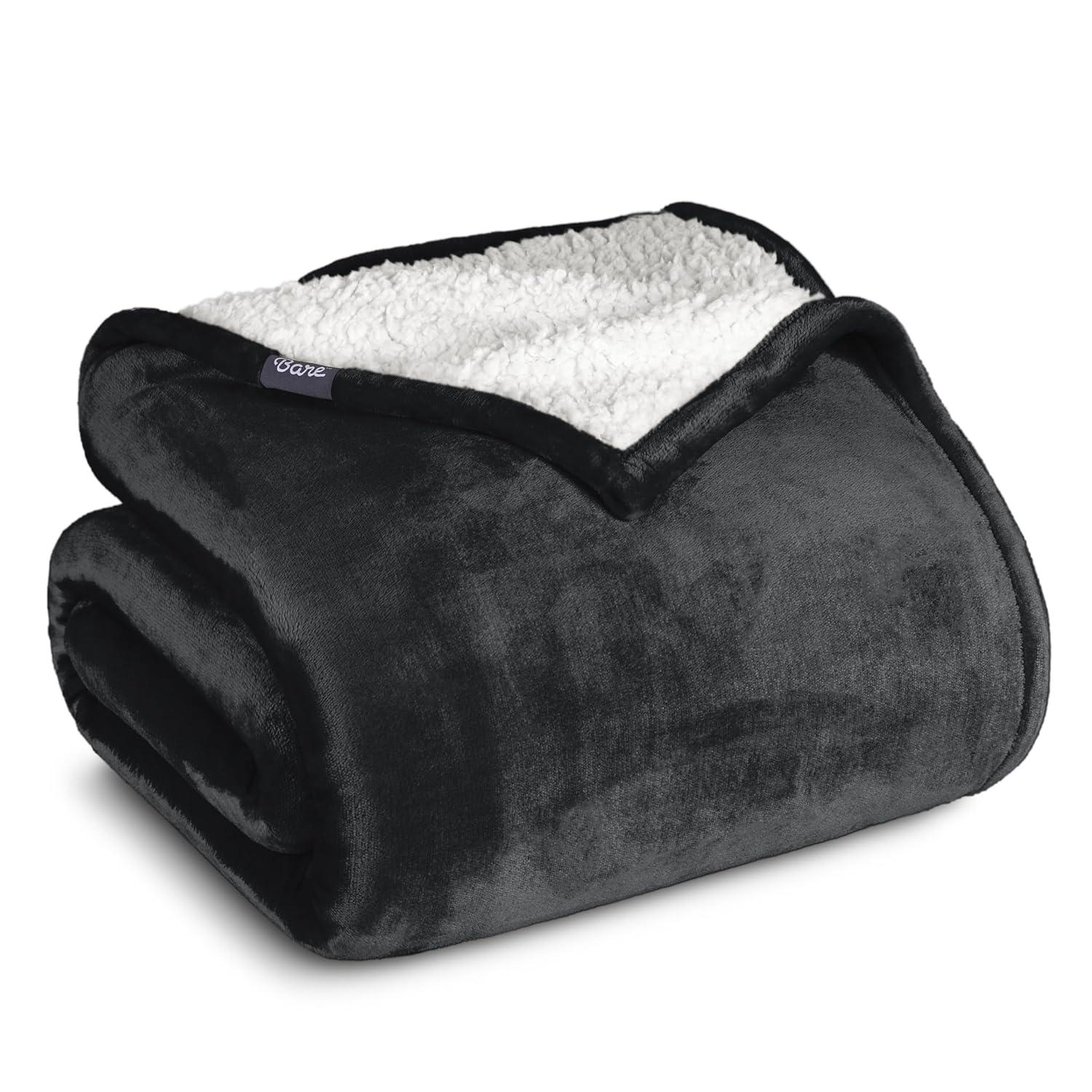 Bare Home Bare Home Printed Sherpa Fleece Blanket - Warm & Lightweight - Soft Plush Blanket - Reversible