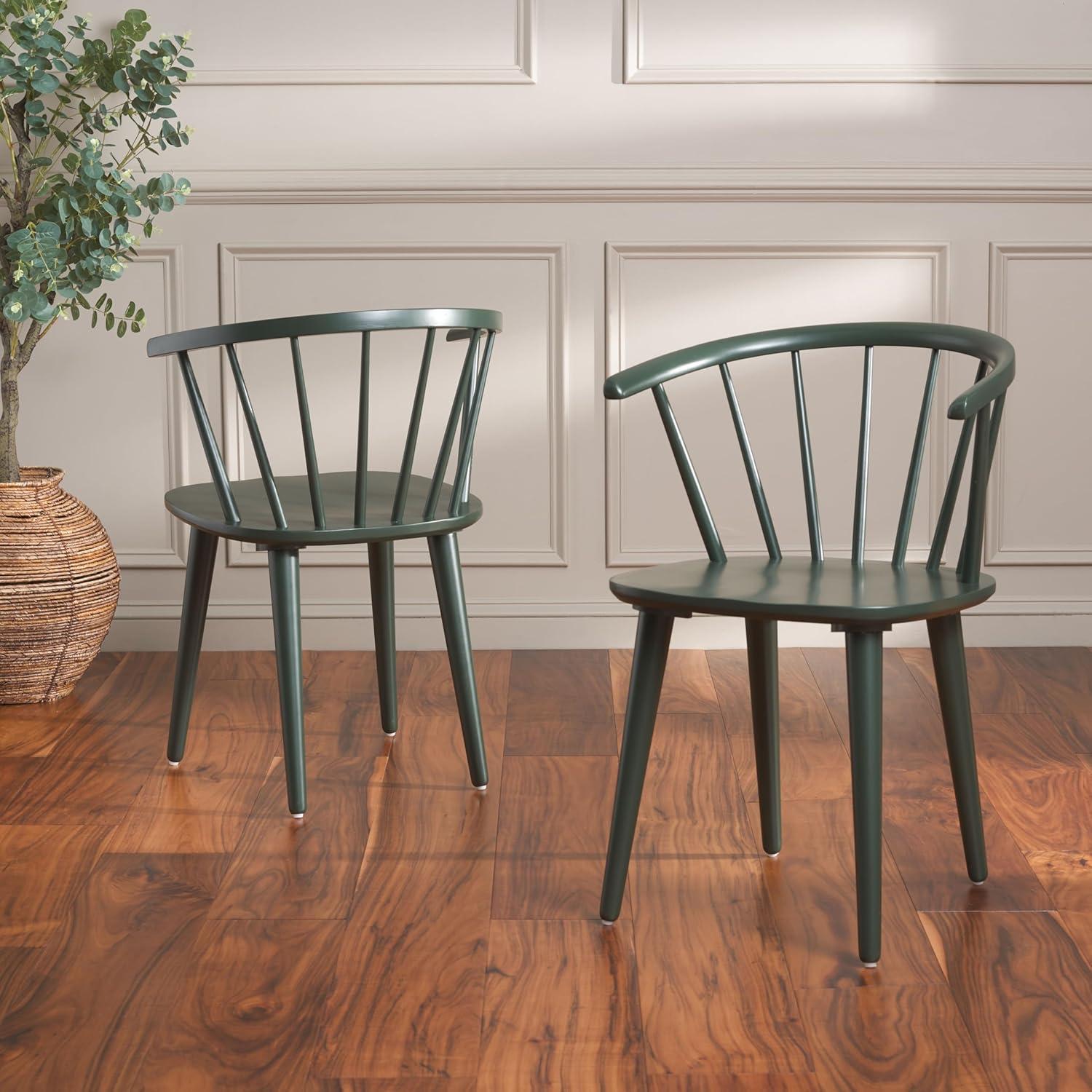 SAFAVIEH Blanchard Contemporary Wood Solid Dining Bistro Chair, Garden Green (Set of 2)