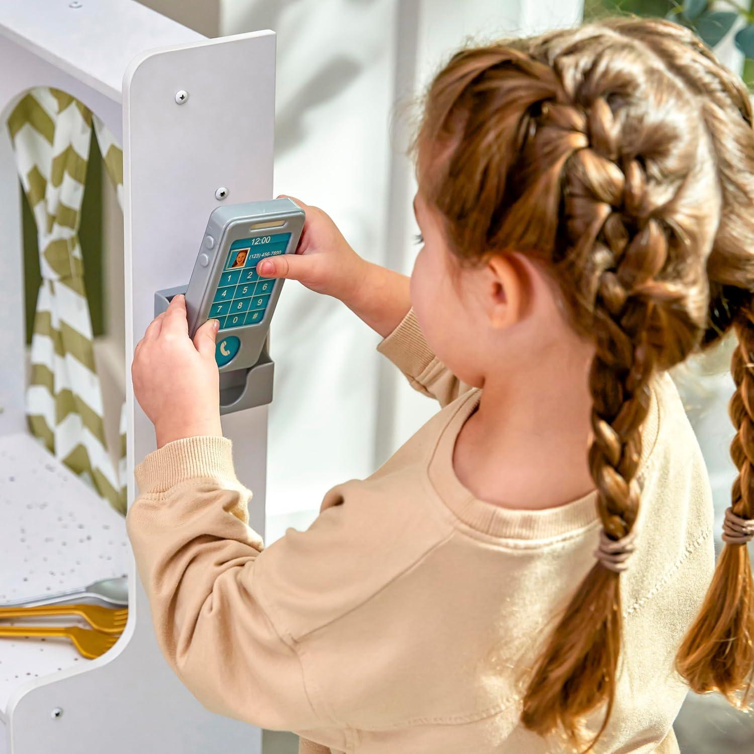 KidKraft Ultimate Corner Play Kitchen with Lights & Sounds - White with 1 Piece Accessory Play Set
