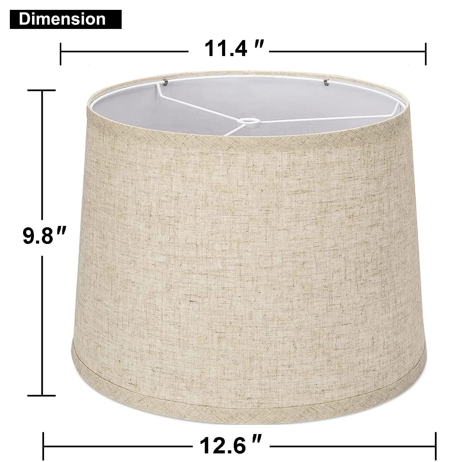 Lamp Shades Set of 2, Drum Lamp Shades for Table Lamps 11.6" Top x 12.6" Bottom x 9.8" High (Spider Fitter), Natural Linen Medium Lampshades for Floor Lamps Bedside Lamps, Beige