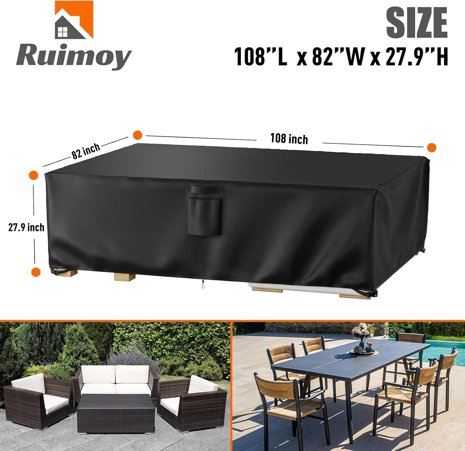 Black Waterproof Heavy Duty Outdoor Patio Furniture Cover