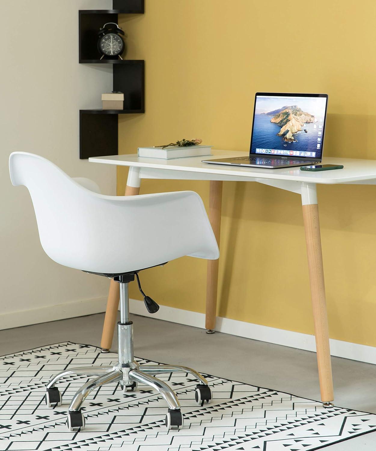 Mid-Century Modern Style Swivel Plastic Shell Molded Office Task Chair with Rolling Wheels