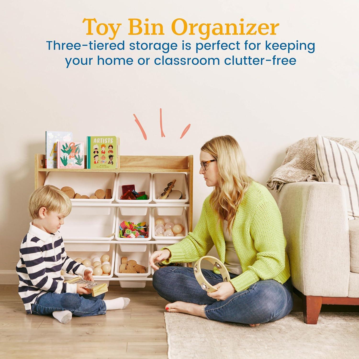 ECR4Kids ECR4Kids 3-Tier Organizer with Shelf and 9 Bins, Toy Storage