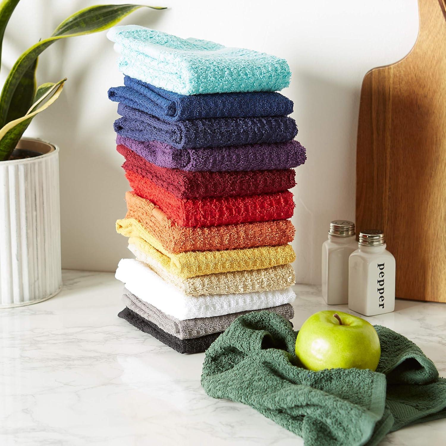 DII Modern Cotton Solid Waffle Terry Dishtowels in Spice Orange (Set of 4)