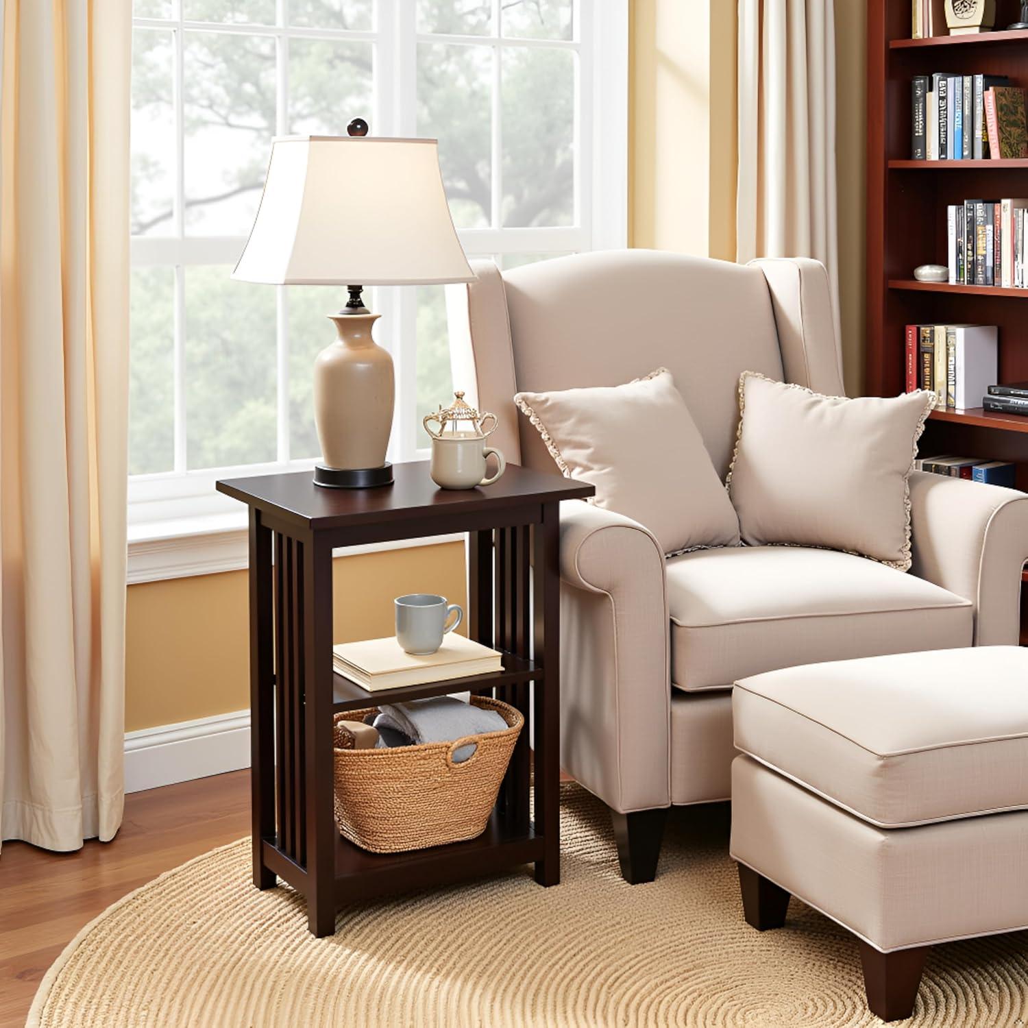 2-shelf End Table Wood Espresso - Alaterre Furniture