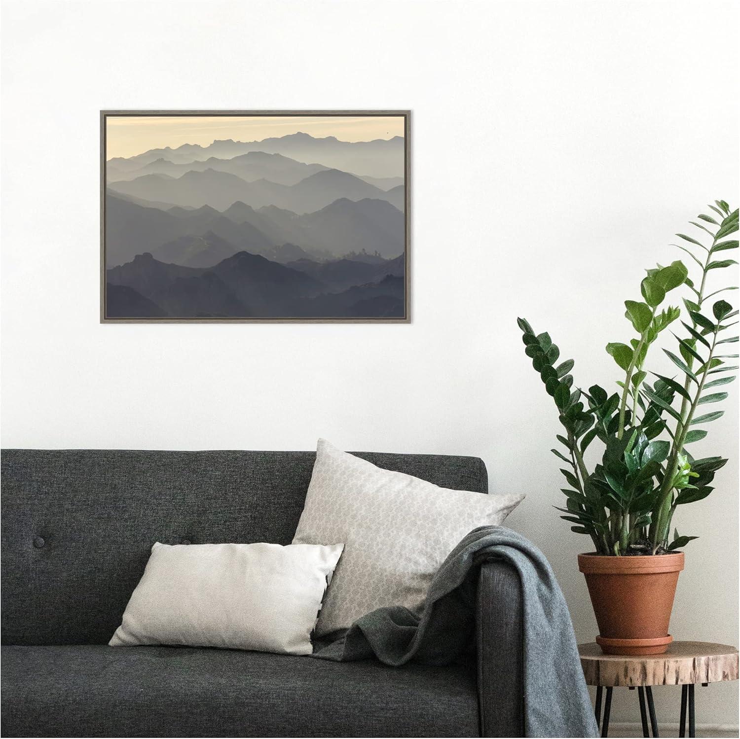 23" x 16" Santa Monica Mountains by Rob Sheppard Danita Delimont Framed Canvas Wall Art - Amanti Art: Hand-Stretched, Sawtooth Back