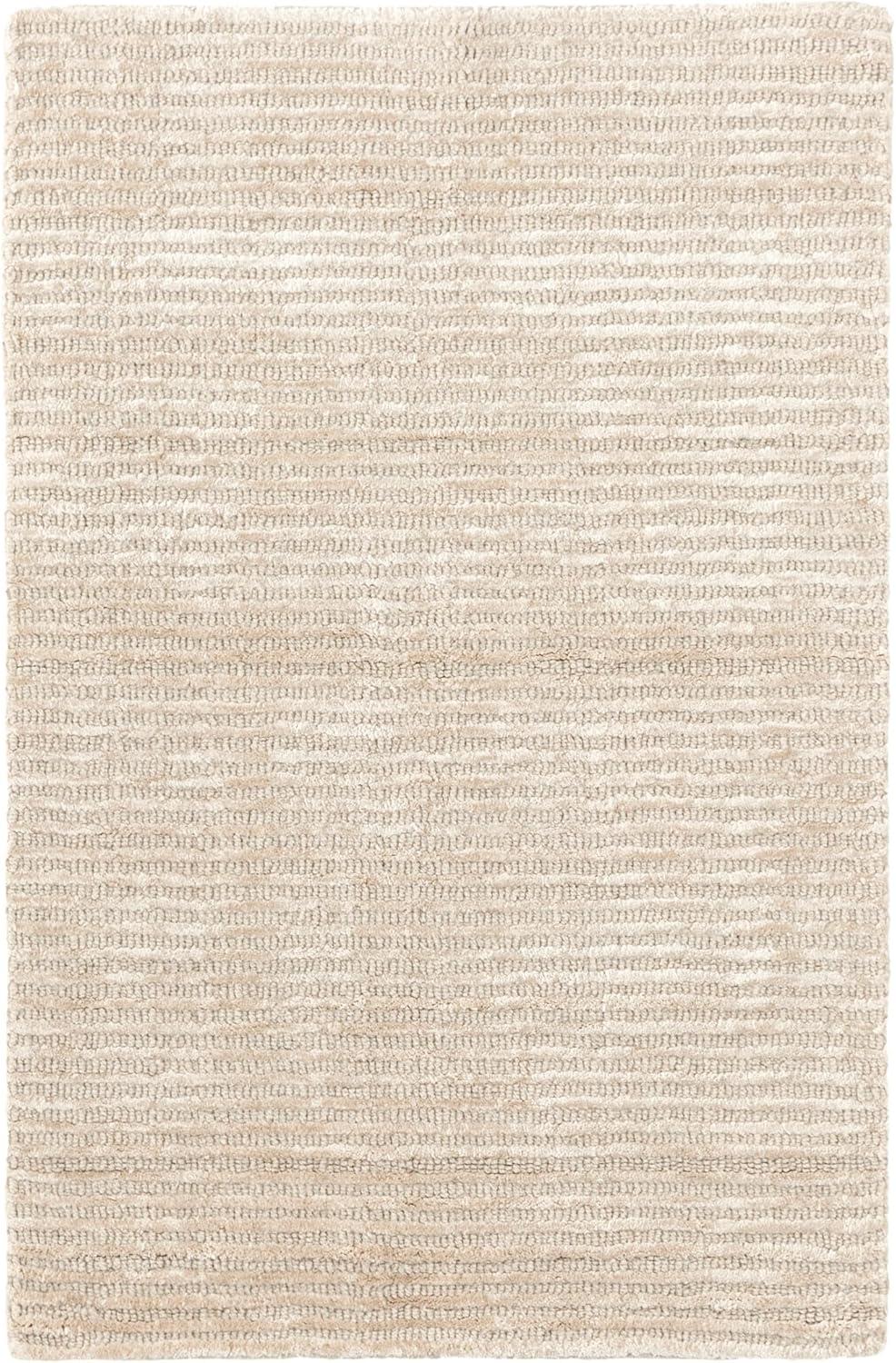 Cut Stripe Ivory Hand Knotted Viscose/Wool Rug