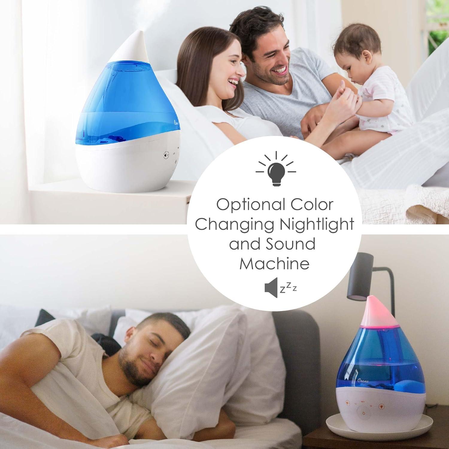 Crane USA Drop 2.0 , 4-in-1 Cool-Mist Humidifier with Aroma Tray & Sound Machine