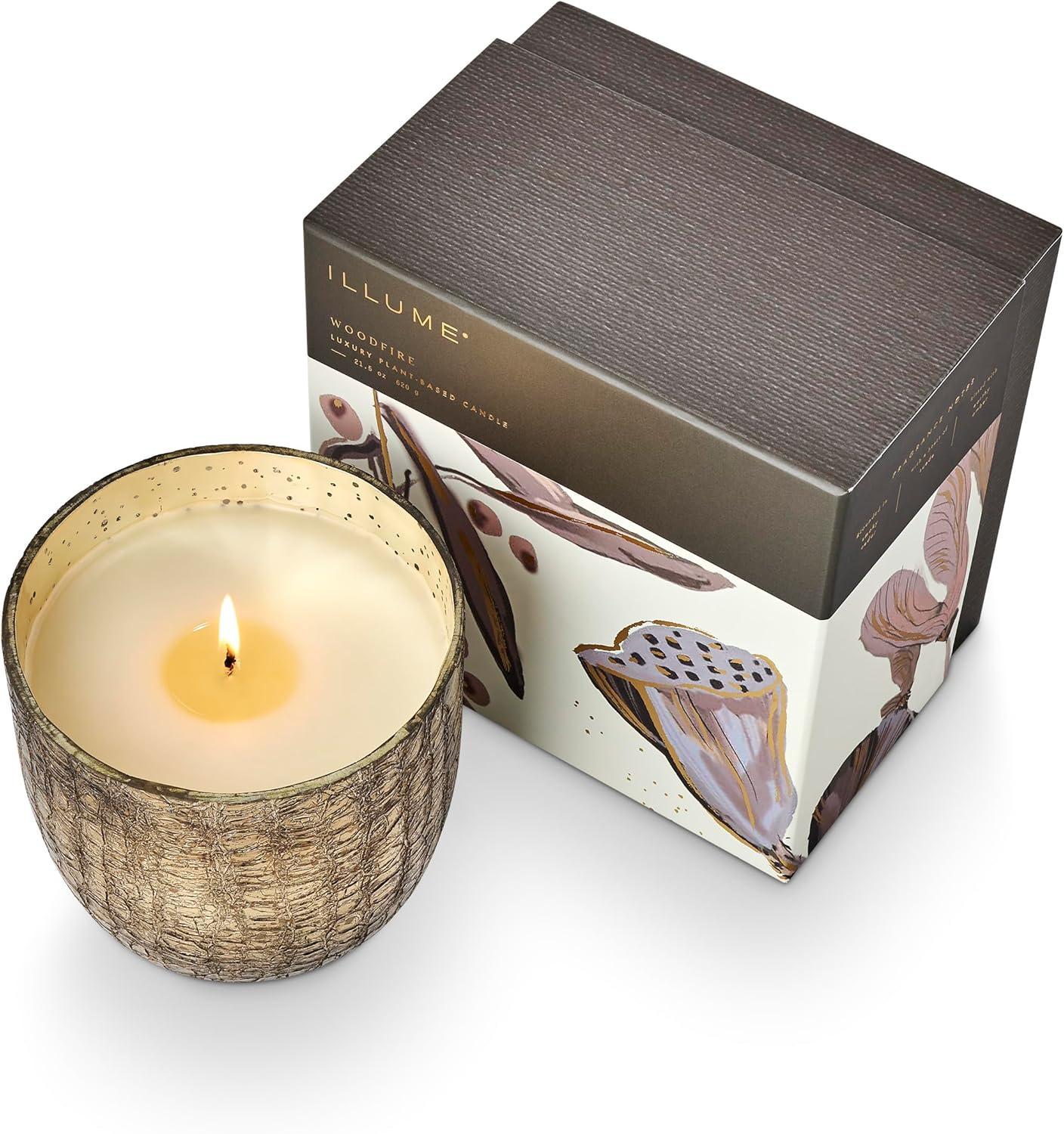 ILLUME Noble Holiday Balsam & Cedar Large Crackle Glass Candle