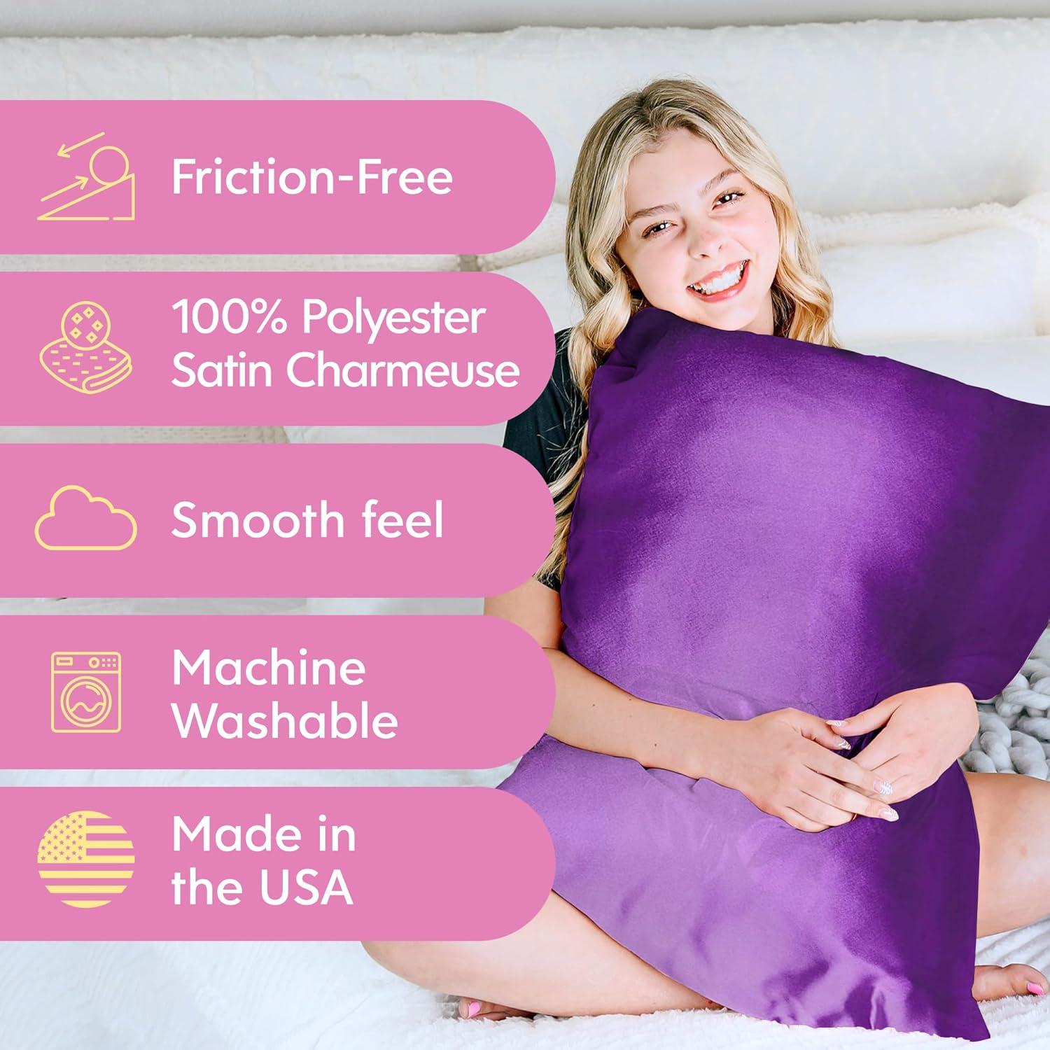 Morning Glamour Standard Satin Solid Pillowcase Set Purple