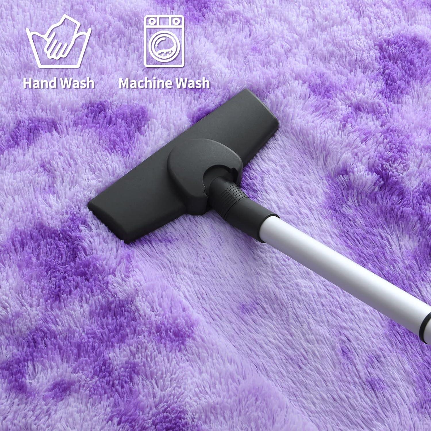 Noahas Fluffy Shaggy Rugs, 5x8 Feet Purple Plush Rugs for Girls Bedroom, Soft Kids Room Carpets, Large Bedside Rug, Upgrade Non-Slip Rugs for Children Nursery Dorm Home Decor, Purple