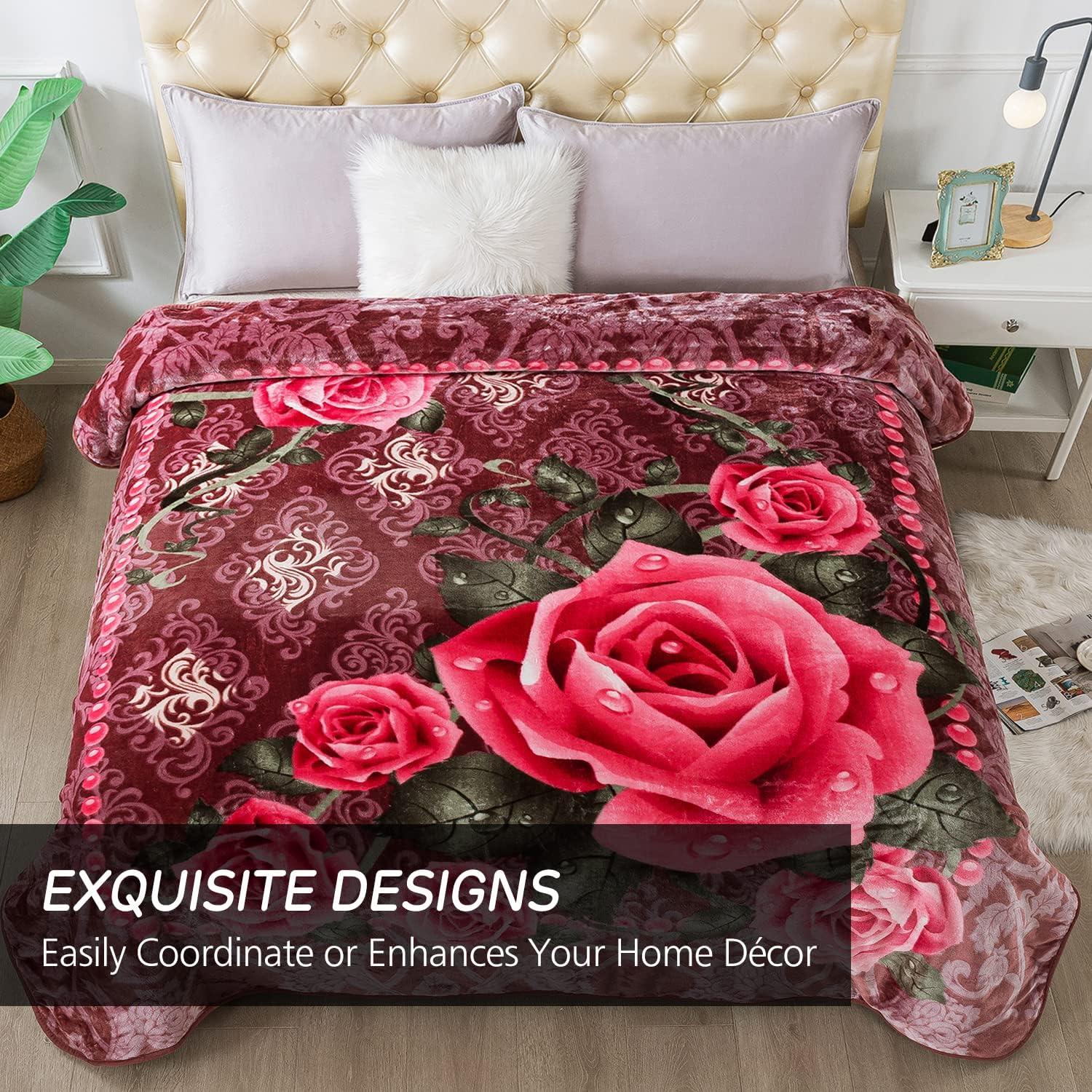 JYK Plush Fleece Blanket Queen Size 91" x 75", 3.7LBs 1 Ply Soft Korean Mink Warm Lightweight Blanket for Bed Couch for Spring Autumn Winter