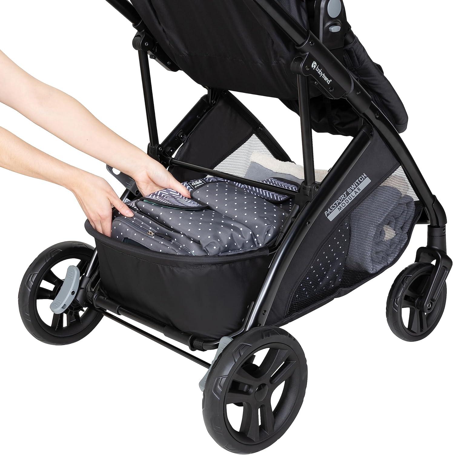Black and Gray Modular Bassinet Stroller Travel System