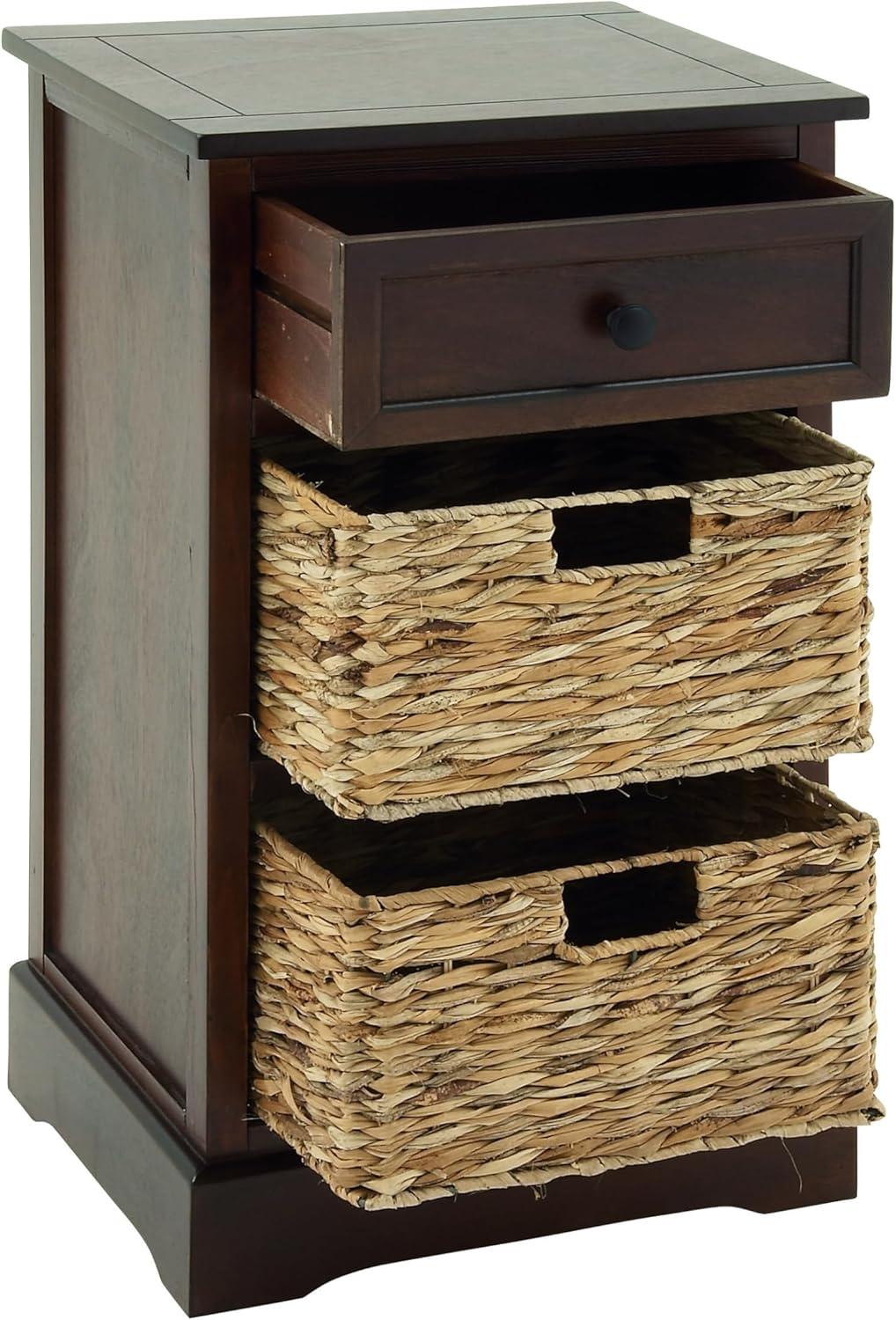 Wooden Side Chest with Wicker Drawers Brown - Olivia & May