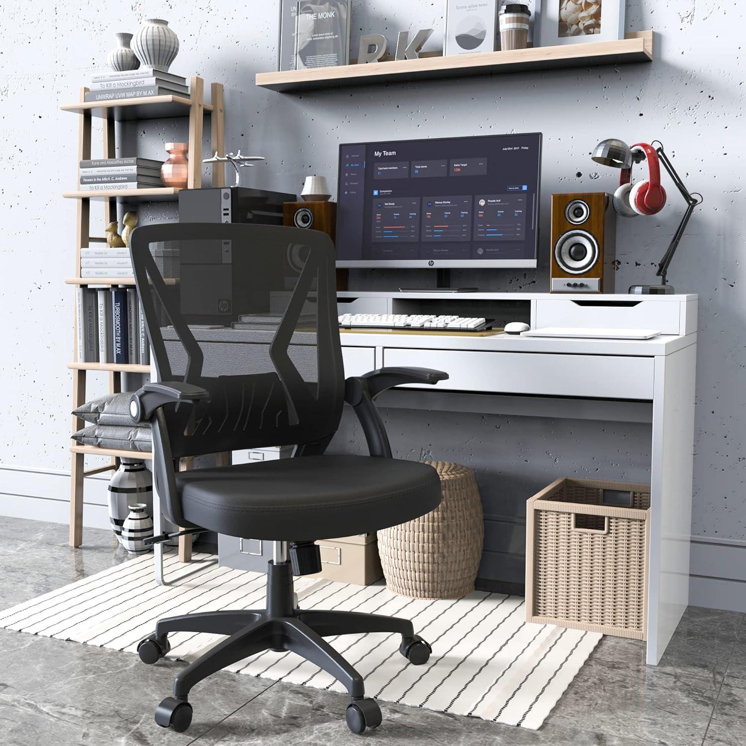 Ergonomic Black Mesh Swivel Task Chair with Adjustable Arms