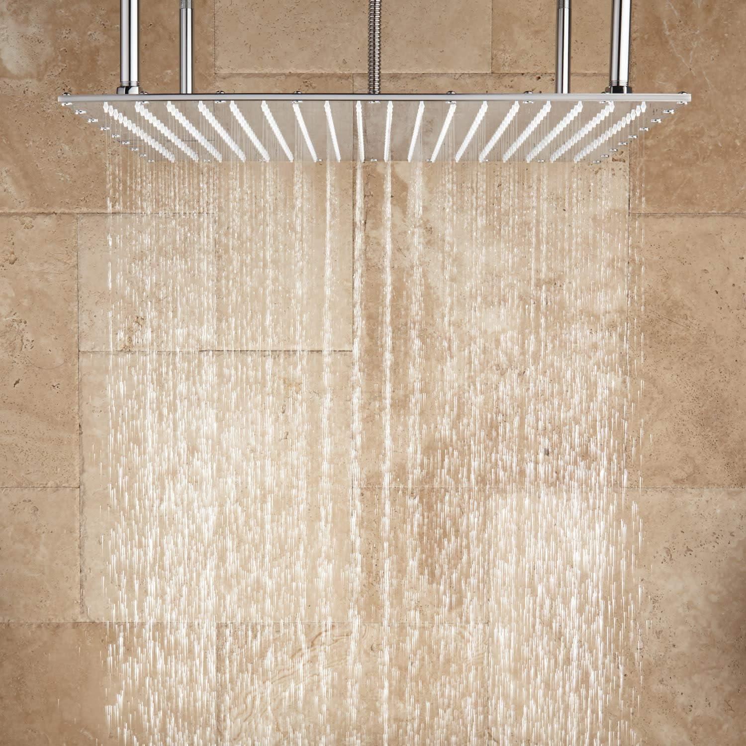 Oversized Chrome Square Rain Shower Head with 4 Support Arms