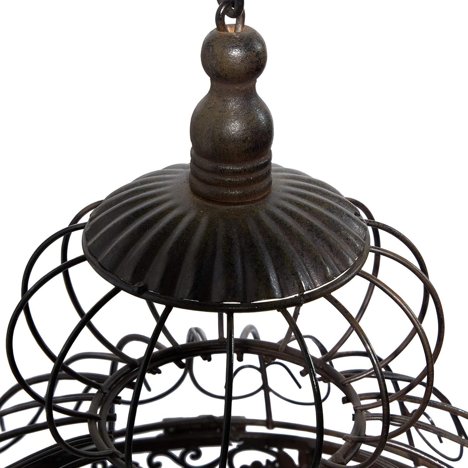 DecMode Indoor Outdoor On Removable Stand Black Metal Birdcage with Latch Lock Closure and Top Hook