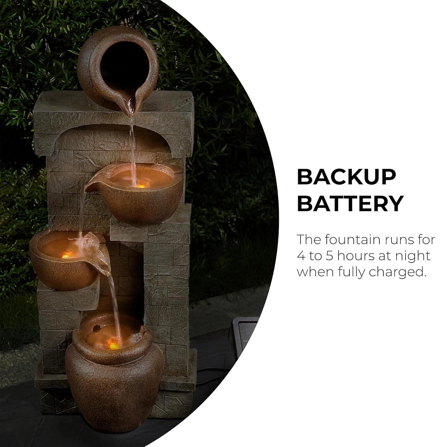 Teamson Home 28" Solar-Powered 4-Tier Outdoor Water Fountain