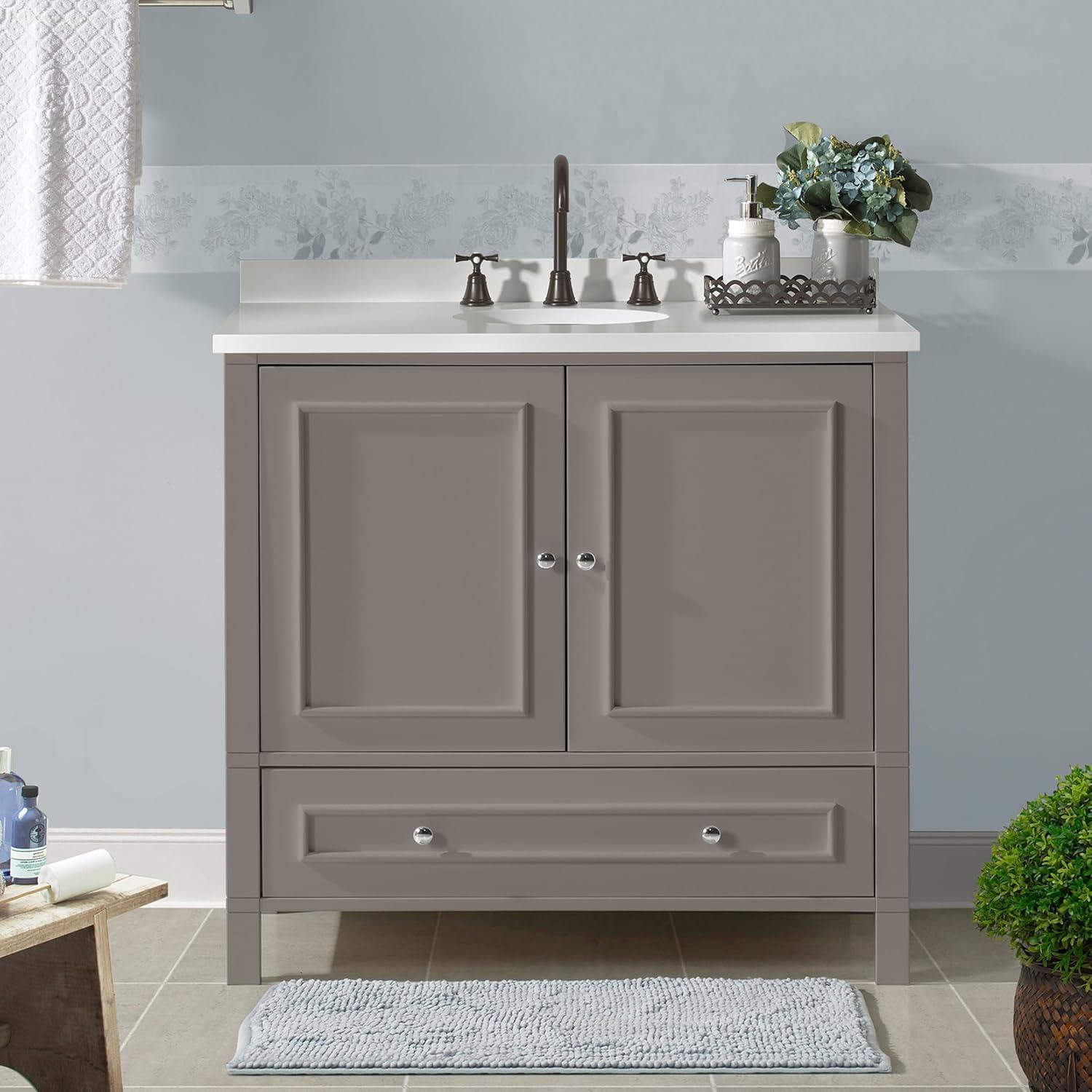 36" Williamsburg Vanity Cabinet Gray - Alaterre Furniture: Wood Frame, 1 Shelf, Universal Storage, 34.5" Depth