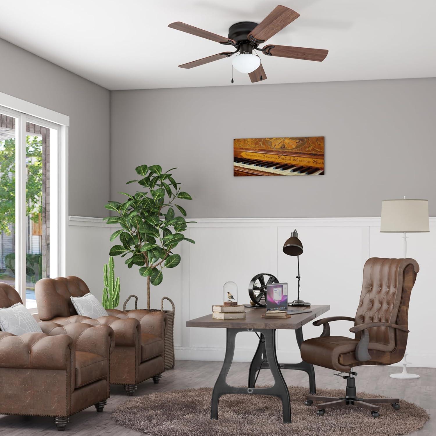 Bronze 42'' Low Profile Ceiling Fan with Reversible Blades