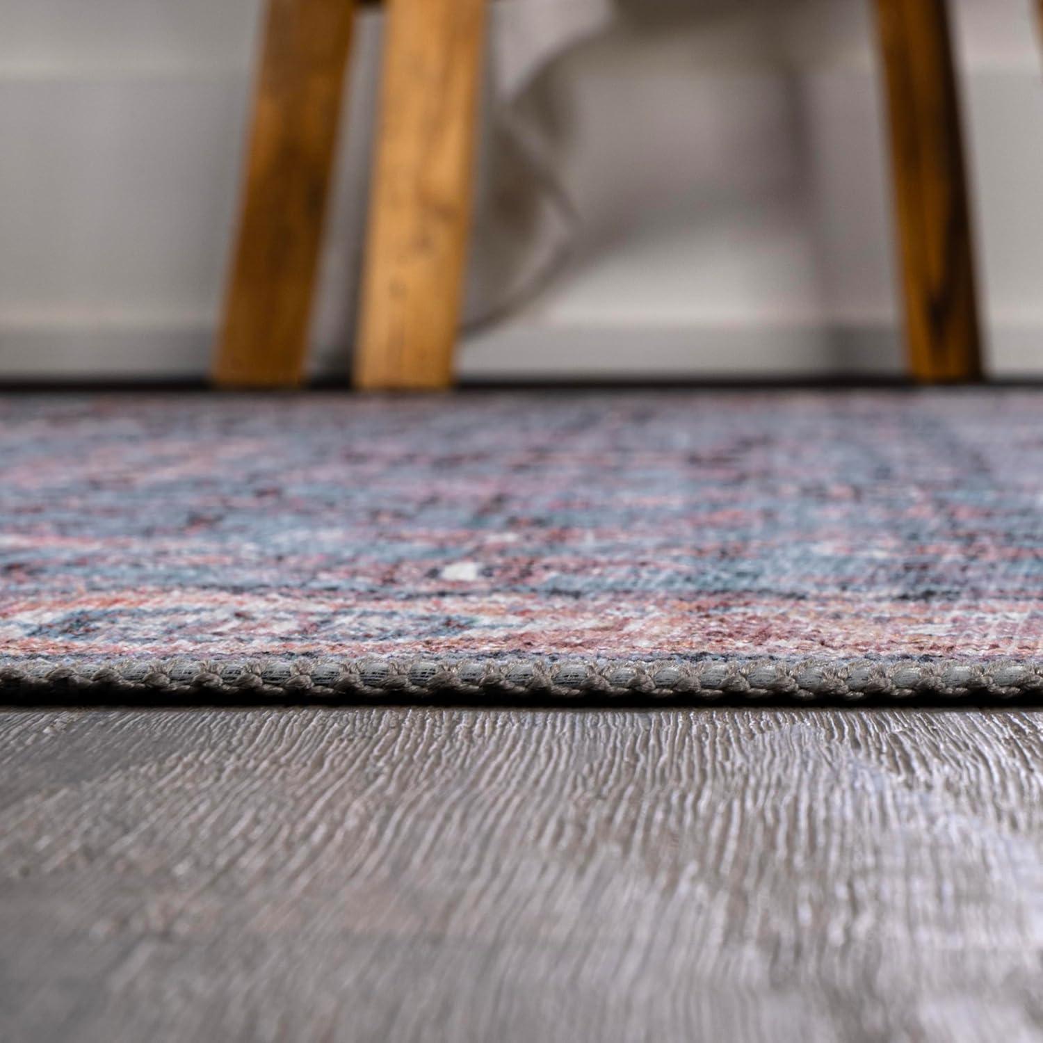 Kemer All-Over Persian Machine-Washable Blue/Red/Brown 3 ft. x 5 ft. Area Rug - JONATHAN Y