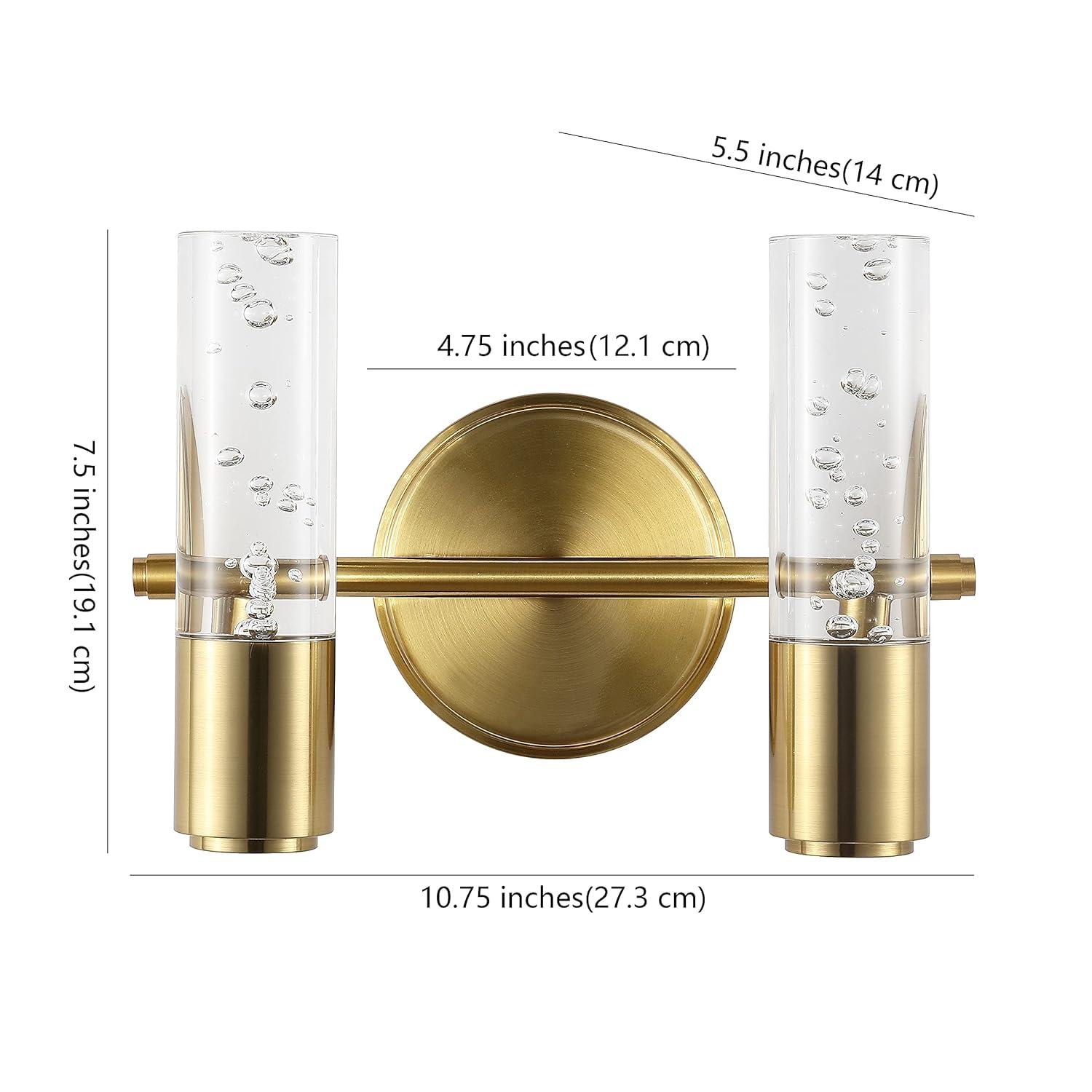 10.75" 2-Light Bolha Minimalist Bubble Acrylic/Iron Wall Sconce Light Brass/Gold - JONATHAN Y: ETL Listed, Modern Vanity Fixture