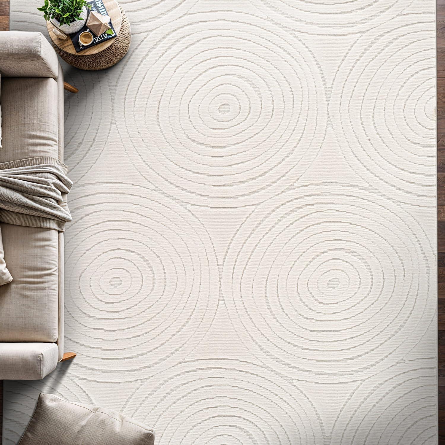 Cloudy Touch White 5 x 7 ft. Circular Indoor Area Rug